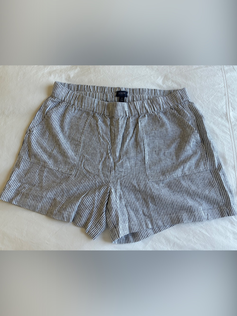 J. Crew Striped Elastic-Waist Women’s Shorts - Gray & White Size M